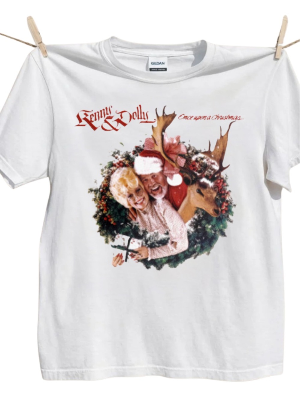 White Dolly Parton 'Merry Christmas' Holiday Graphic Tee